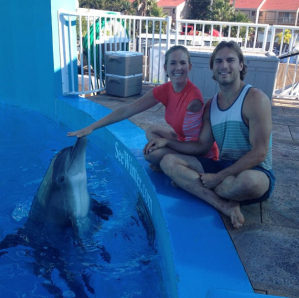  Bethany Hamilton, her husband and Winter the dolphin