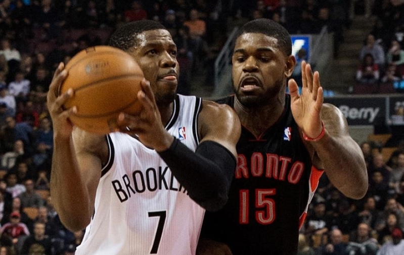 Joe Johnson, Amir Johnson of Nets and Raptors