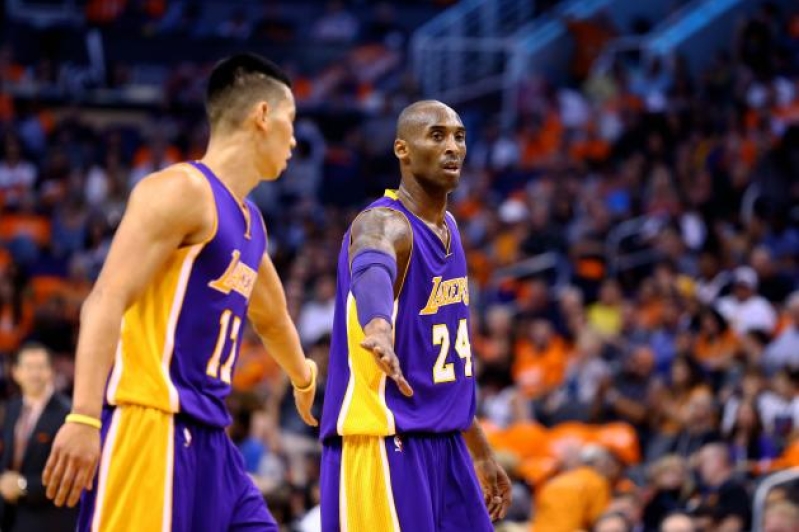 Jeremy Lin and Kobe Bryant, Los Angeles Lakers teammates 