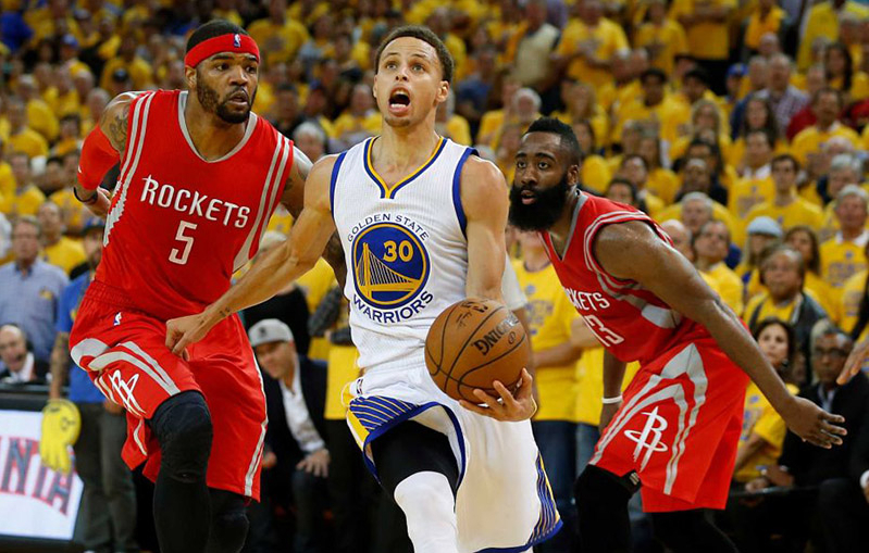 Stephen Curry and James harden - Golden State Warriors vs. Houston Rockets NBA Playoffs 2015