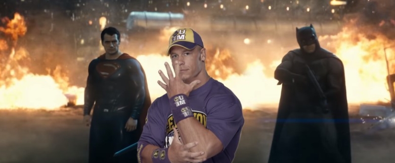 John Cena replaces Wonder Woman in a ''Batman v Superman: Dawn of Justice'' clip.