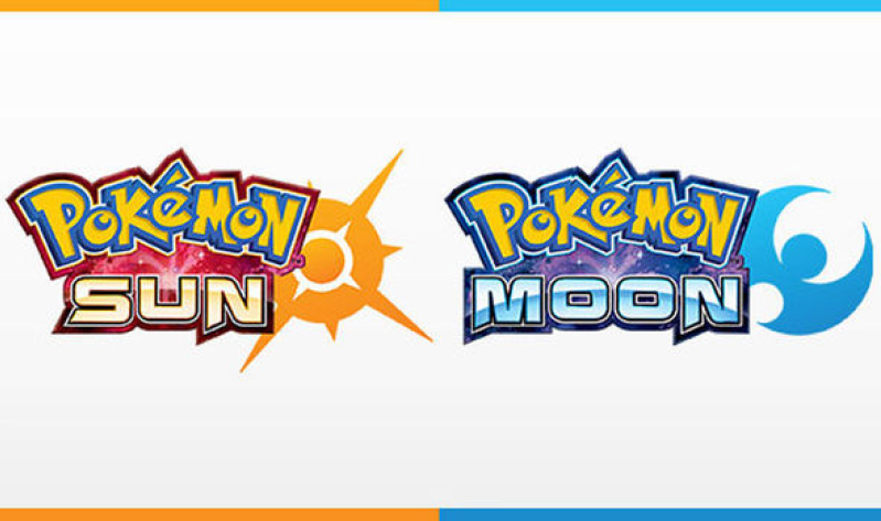 Pokemon Sun and Pokemon Moon title logos.