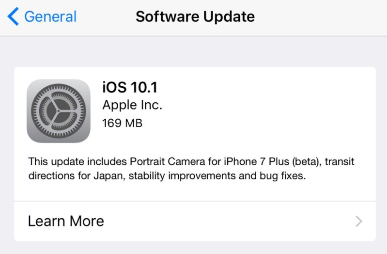 iOS 10.1 update