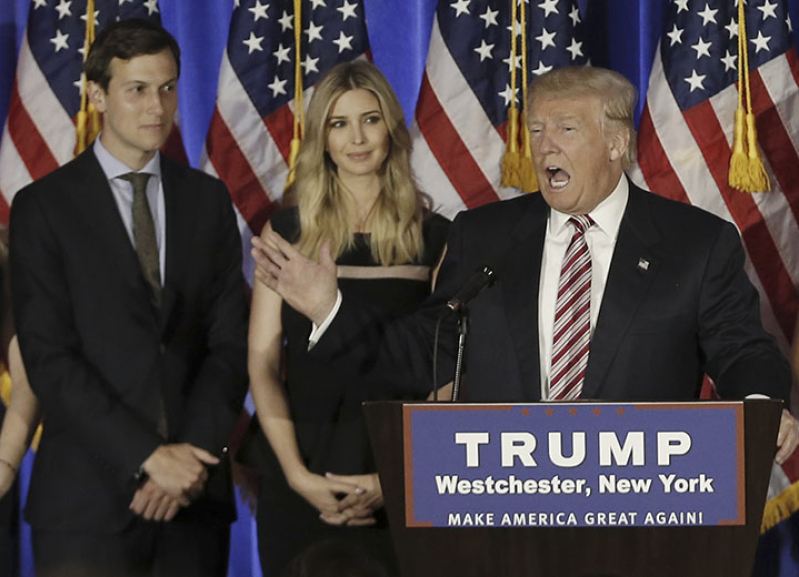 Donald Trump and Ivanka Trump and Son-in-Law Jared Kushner