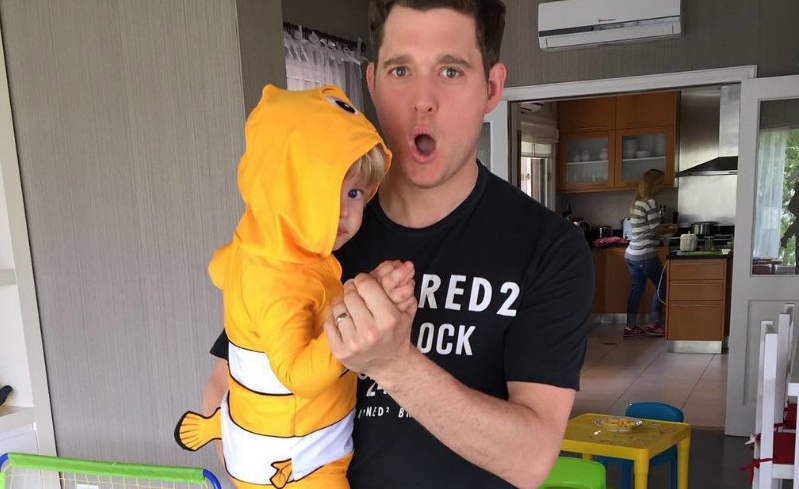 Michael Buble with son Noah. 