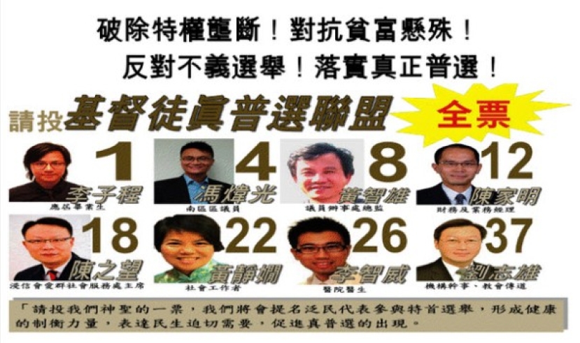 「基督徒真普選聯盟」八人組結盟參選