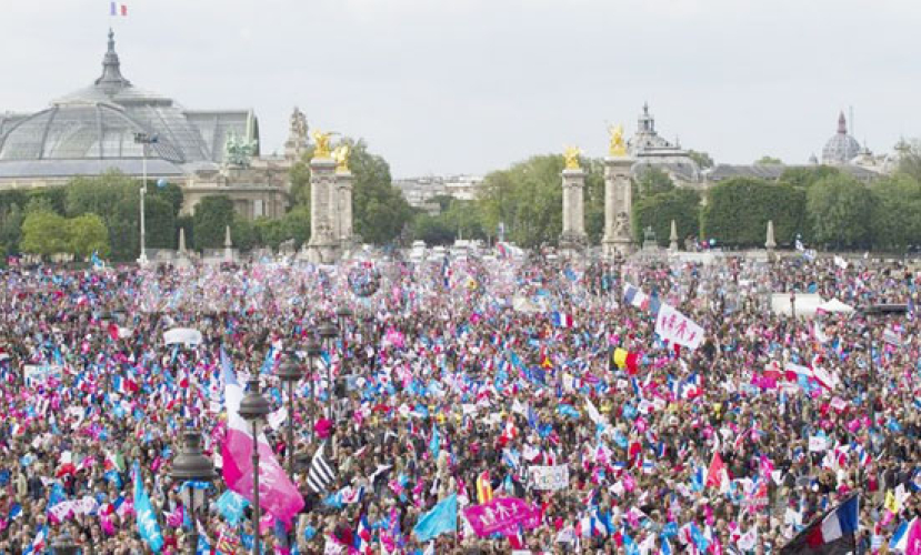 巴黎數十萬人反對同性婚姻 法國面臨分裂