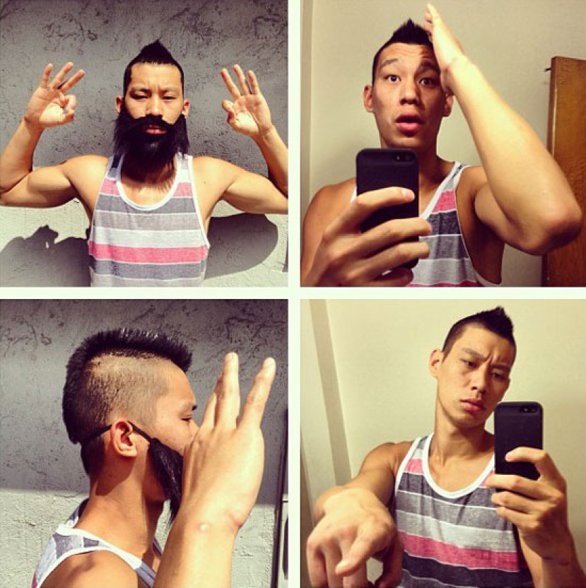 林书豪自扮哈登大胡照惹数千球迷乐翻天