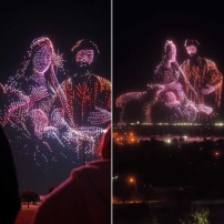 5000無人機點亮夜空 德州重現巨型聖誕場景