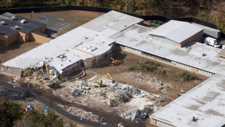 Demolition of Newtown Masscre School Site Sandy Hook Elementary Underway