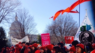 Anti-Abortion Protestors Stand Through Frigid Cold in 'March for Life' Washington DC