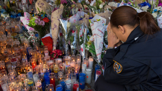 Prayer Vigil Held for Slain NYPD Officers Wenjian Liu and Rafael Ramos on Christmas Day