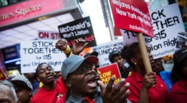 Protesters for Higher U.S. Fast-Food Wages March In New York